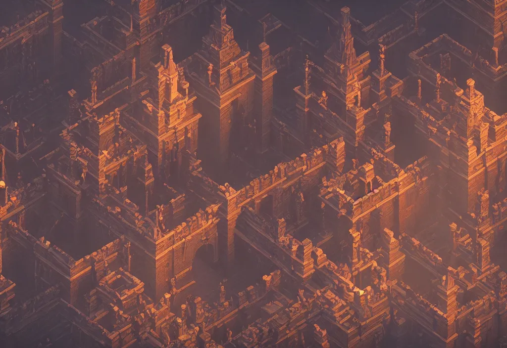 Prompt: isometric voxel Bloodborne, cinematic lighting, 4k