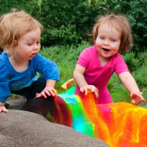 Image similar to toddlers playing in lava