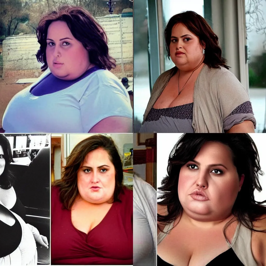 Prompt: morbidly obese woman that looks like mariska hargitay