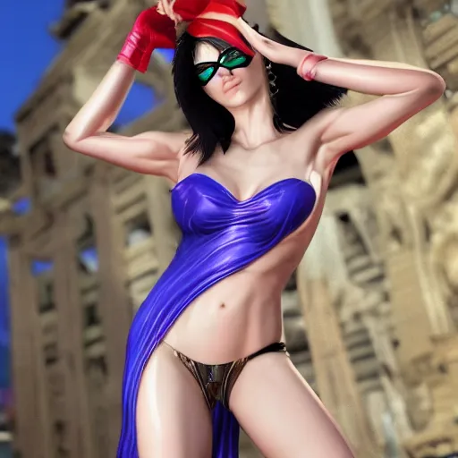Image similar to asia argento as bayonetta in a bikini looking sensual, 8 k resolution hyperdetailed photorealism hdr life like quality