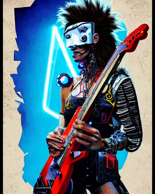Prompt: a portrait of an anthropomorphic cyberpunk lhama shredding an electric guitar by sandra chevrier, by jon foster, detailed render, tape deck, epic composition, cybernetics, 4 k realistic, cryengine, realistic shaded lighting, sharp focus, masterpiece, by enki bilal