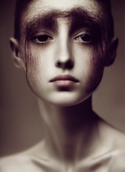 Image similar to close - up portrait of beautyful girl, fine art photo portrait by paolo roversi,