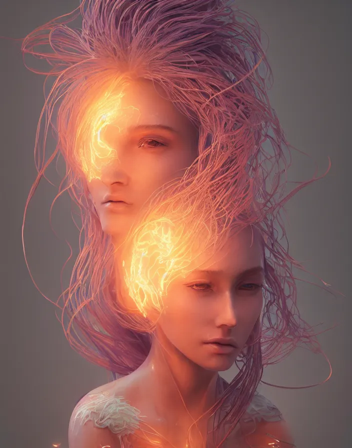 Image similar to goddess portrait. jellyfish phoenix head. intricate artwork by Tooth Wu and wlop and beeple. octane render, trending on artstation, greg rutkowski very coherent symmetrical artwork. cinematic, hyper realism, high detail, octane render, 8k