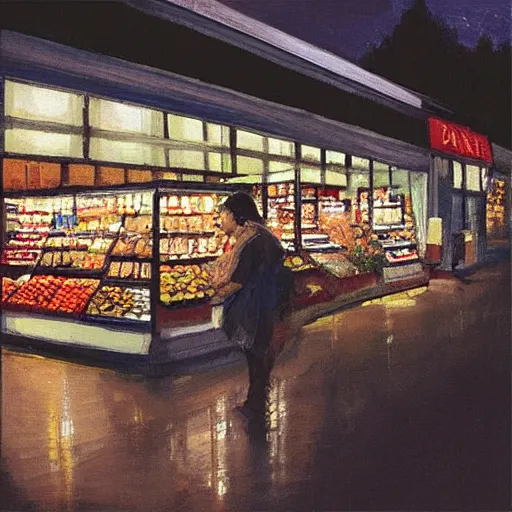 Prompt: “a grocery store at night panting”