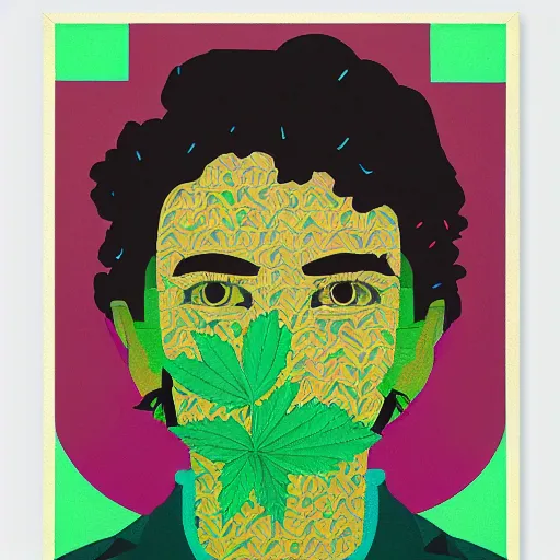 Image similar to Marijuana profile picture by Sachin Teng, symetrical, Organic Painting , Leaf Green, adidas, Green smoke, Impressive, Award Winning, Warm, Good Vibes, Positive, geometric shapes, energetic, intricate background, graffiti, street art:2 by Sachin Teng:4