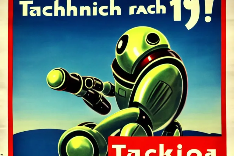 Prompt: 1940s poster,tachikoma