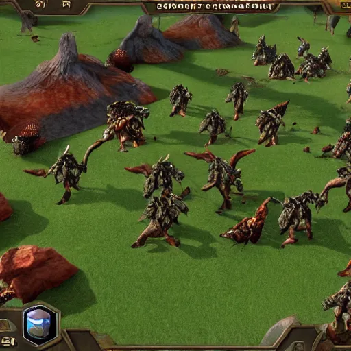 Prompt: An in-game screenshot of the 2003 RTS Game 'Impossible Creatures', HD