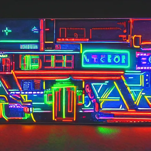 Image similar to ndebele cyberpunk city of the future, 4 0 mm street scene, ndebele neon lights, high definition, detailed, futuristic, night scene, realistic