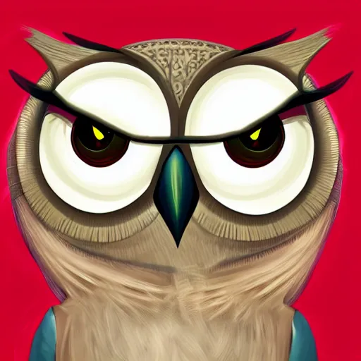 Image similar to an anthropomorphic owl, digital artwork by hulwick