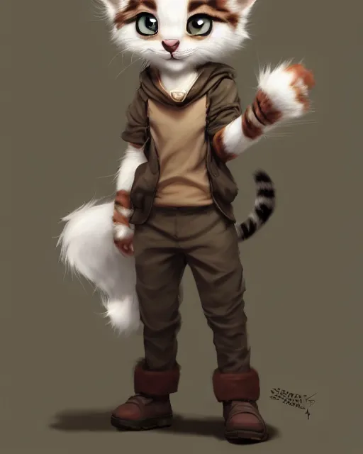 Prompt: character concept art of a cute young male anthropomorphic furry cat | | cute - fine - face, pretty face, key visual, realistic shaded perfect face, fine details by stanley artgerm lau, wlop, rossdraws, james jean, andrei riabovitchev, marc simonetti, and sakimichan, trending on artstation