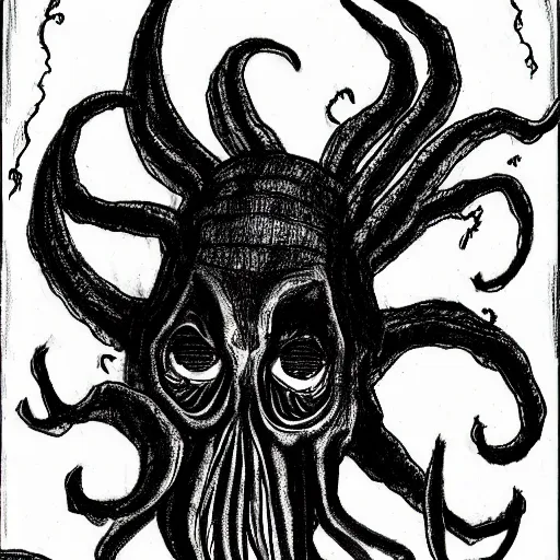 Image similar to cthulhu drawing junji ito style