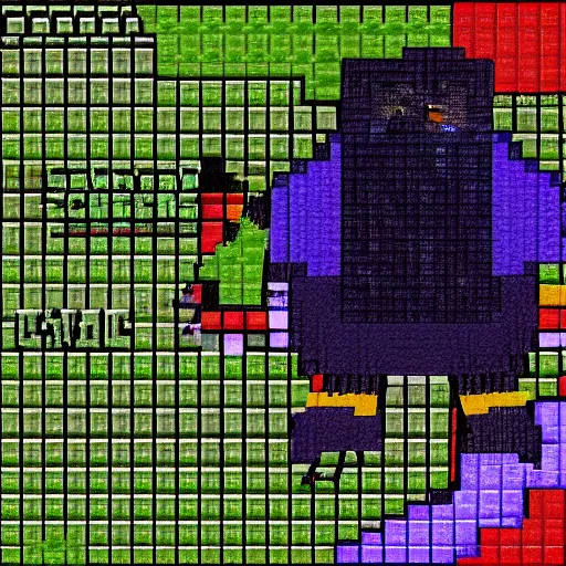 Image similar to Minecraft screenshot of a crow pixel art