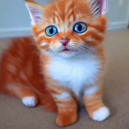 Image similar to cute fluffy orange tabby kitten, award winning