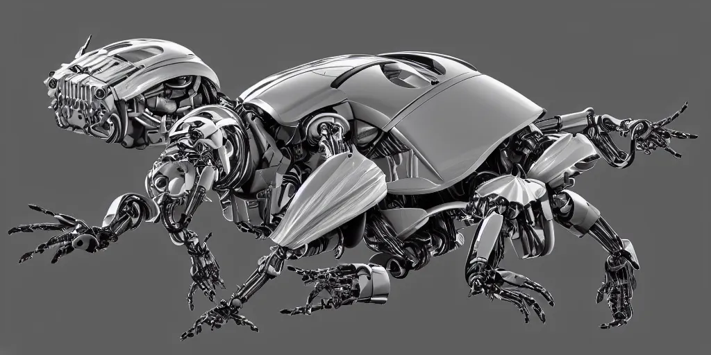 Image similar to photo of industrial design beetle biomorph Dvg TrArtifficial Smart Turbo bionicle organism biomimmicry exoskeleton hydraulics trending on behance visualisation industrial design object robot headcrab vrat unreal engine Space design concept 3D unreal engine