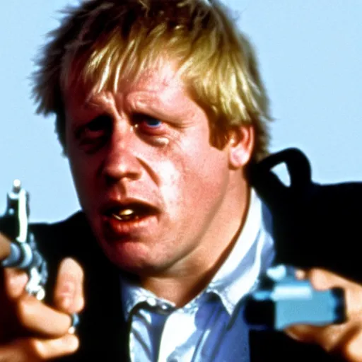 Prompt: Boris Johnson as the Terminator in The Terminator (1984)