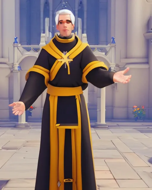 Image similar to catholic priest playable hero character in overwatch