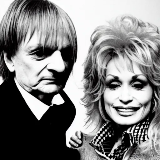 Prompt: photograph of a person with the characteristics of mark e smith and dolly parton