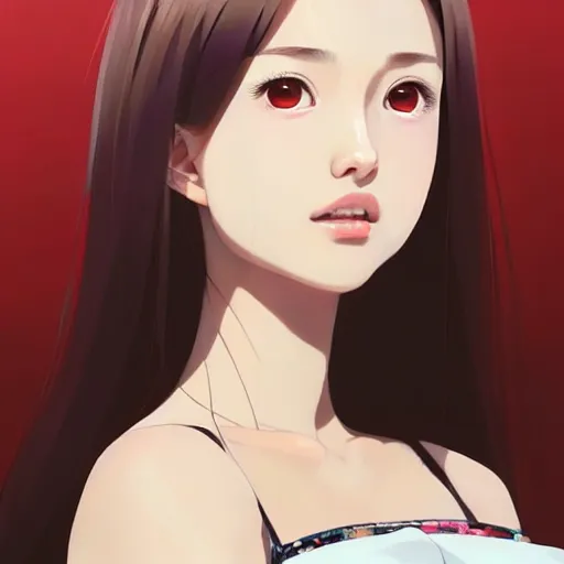 Image similar to a beautiful young japanese natalie portman alluring gravure model in crop top, large chest, by ilya kuvshinov and artgerm, aesthetic, gorgeous, alluring, attractive, gapmoe yandere grimdark, trending on pixiv fanbox, painted by greg rutkowski makoto shinkai takashi takeuchi studio ghibli, akihiko yoshida