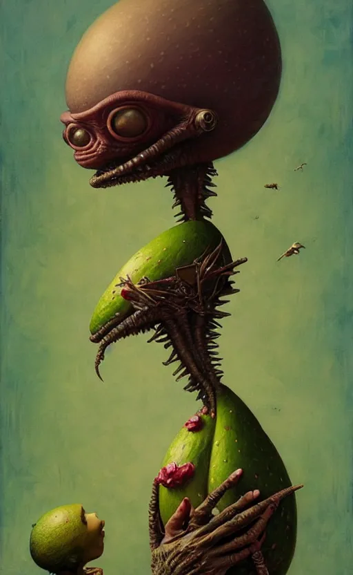 Image similar to imaginative anthro avocado creature painting by chiara bautista, beksinski and norman rockwell and greg rutkowski weta studio, tom bagshaw and lucasfilm