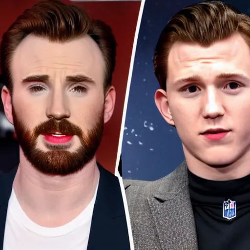 Image similar to chris evans and tom holland watches nfl football at home