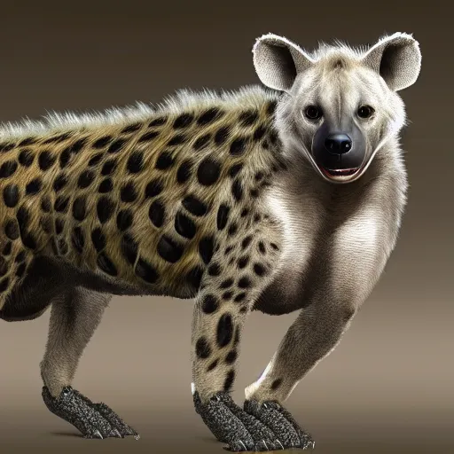 Image similar to hyena and robot hybrid, half robot half hyena, realistic proportions, picture taken in zoo, highly detailed