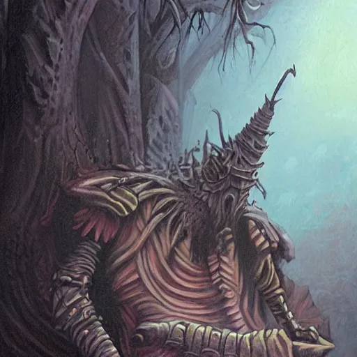 Prompt: a dark fantasy painting of a grue from zork