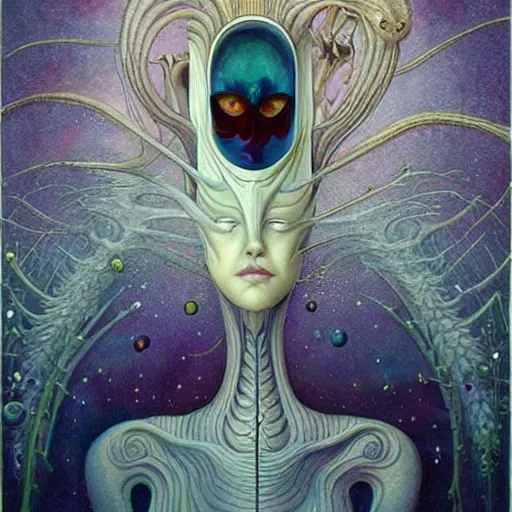 Prompt: portrait of surreal alien , artwork by Daniel Merriam,