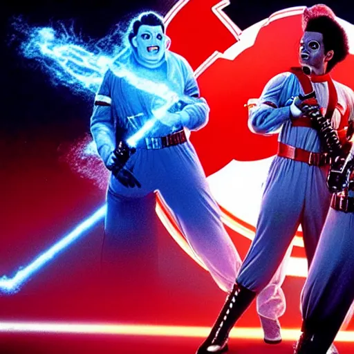 Image similar to stunning awe inspiring michael jackson with a highly detailed face as a ghostbuster in the movie ghostbusters, movie still 8 k hdr atmospheric lighting