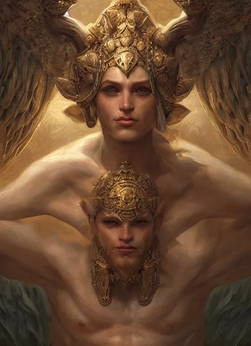 Image similar to digital _ painting _ of _ mythical god _ by _ filipe _ pagliuso _ and _ justin _ gerard _ symmetric _ fantasy _ highly _ detailed _ realistic _ intricate _ port