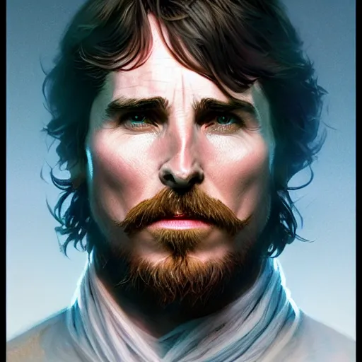 Image similar to christian bale as oscar diggs, intricate, d & d, wizard, powerful, fantasy, art nouveau, digital painting, trending on artstation, sharp focus, wide shot, illustration, global illumination, ray tracing, art by artgerm and greg rutkowski and ruan jia