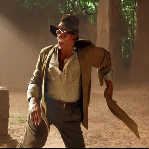 Image similar to Live Action Still of Jerma in Raiders of the Lost Ark, real life, hyperrealistic, ultra realistic, realistic, highly detailed, epic, HD quality, 8k resolution, body and headshot, film still