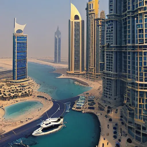 Image similar to gta : dubai, by albert aublet