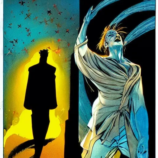 Image similar to the sandman comic book art, dream, epic