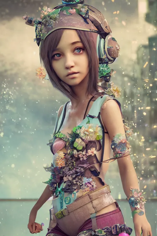 Image similar to solarpunk girl kawaii, ultra realistic, concept art, intricate details, highly detailed, photorealistic, octane render, 8 k