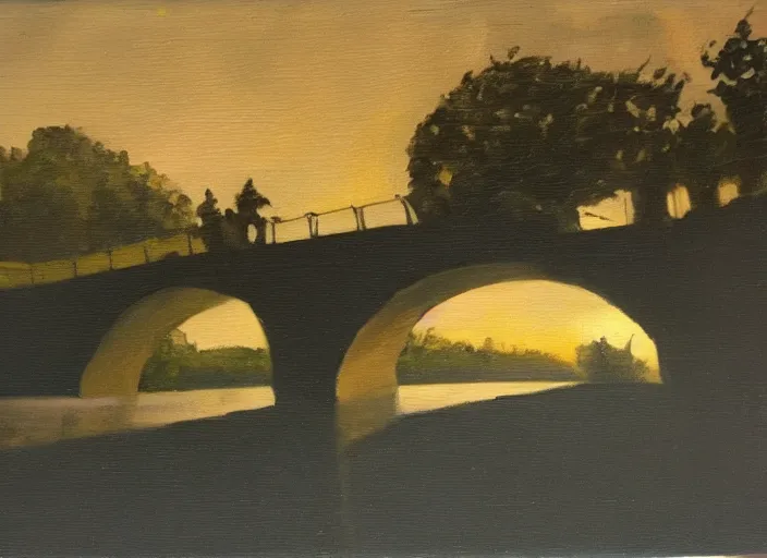 Prompt: an oil painting of a bridge