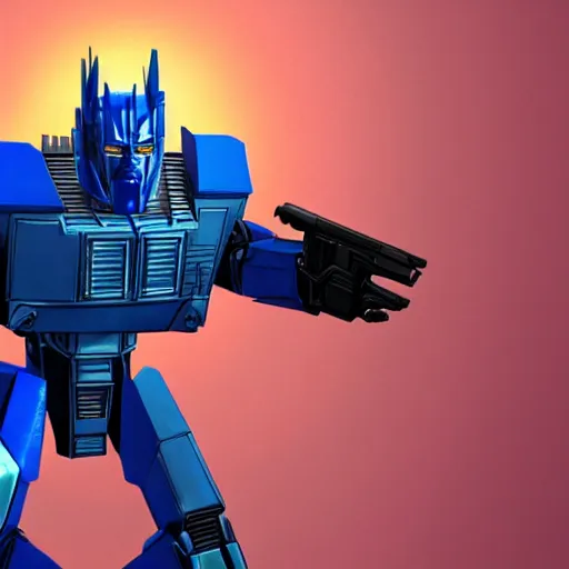 Image similar to Optimus prime in the style of a gta load screen