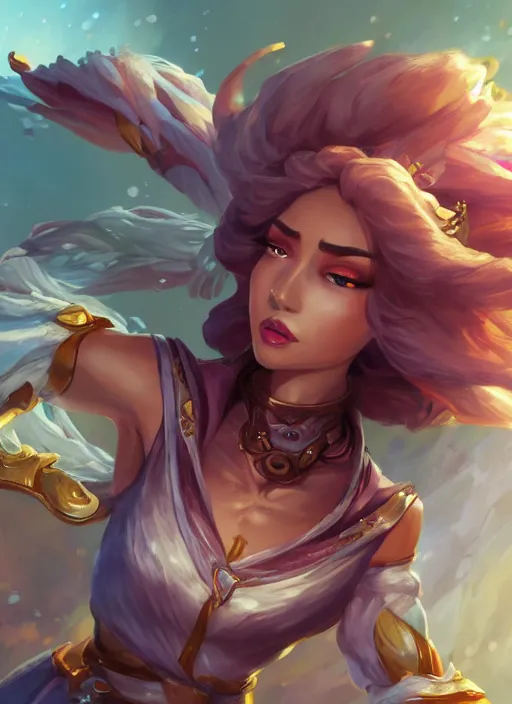 Image similar to zenra taliyah, from league of legends, o furo, ahekao, aokan, hyper detailed, digital art, overhead view, trending in artstation, studio quality, smooth render, unreal engine 5 rendered, octane rendered, art style by klimt and nixeu and ian sprigger and wlop and krenz cushart