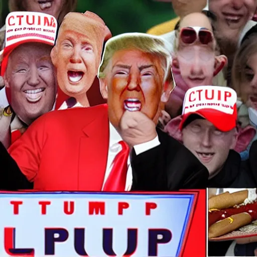 Prompt: Donald Trump wins the hot dog eating contest