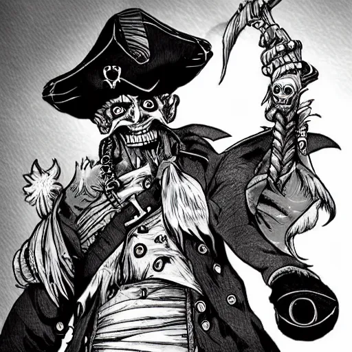 Image similar to stunning digital art of a menacing pirate goblin by eiichiro oda