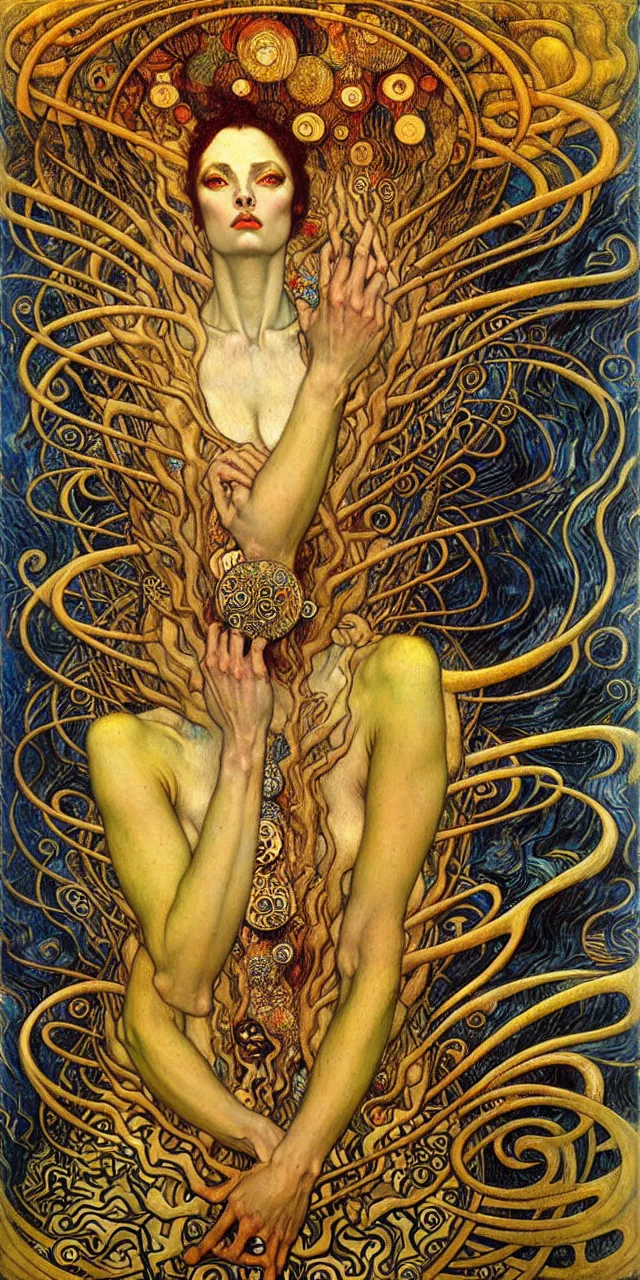 Image similar to Divine Chaos Engine by Karol Bak, Jean Delville, William Blake, Gustav Klimt, and Vincent Van Gogh, symbolist, visionary