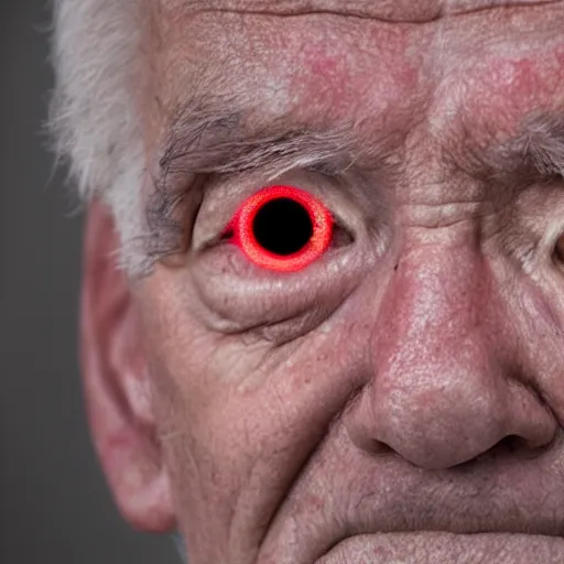 Image similar to old man with red eyes