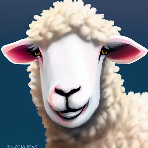 Image similar to sheep, furry art, furaffinity, extremely detailed, digital painting, artstation, concept art, smooth, sharp focus, illustration, trending