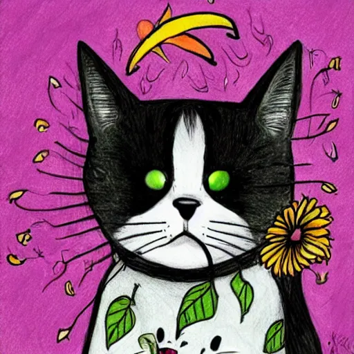 Image similar to cat smelling flowers, in the style of chiara bautista