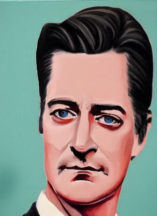 Prompt: portrait of kyle maclachlan as dale cooper by marc aspinall