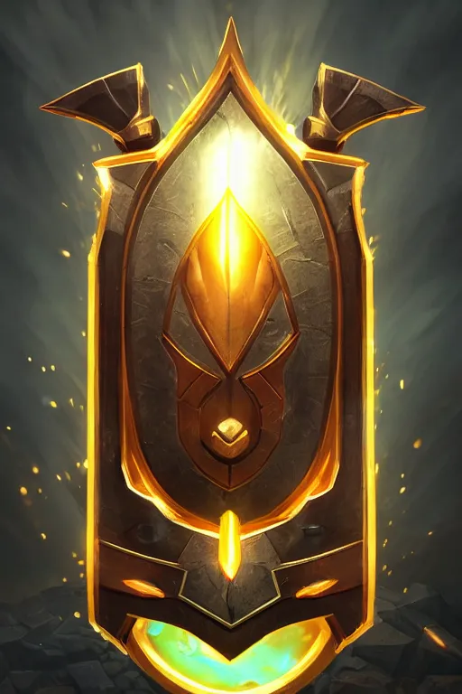 Image similar to shield fantasy epic legends game icon stylized digital illustration radiating a glowing aura global illumination ray tracing hdr fanart arstation by ian pesty and katarzyna da „ bek - chmiel