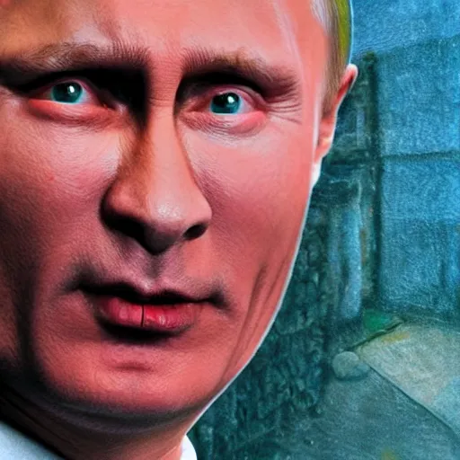 Image similar to vladimir putin became stupid brutal lovecraftian degenerate abomination, photo - realistic, color image, 2 k, highly detailed, horror