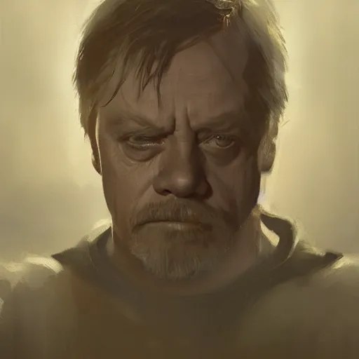 prompthunt: high quality portrait of young mark hamill portraying luke  skywalker, dark dramatic lighting, portrait insanely detailed, great  composition, 8 k, by greg rutowski, trending on artstation, deviantart,  beautiful