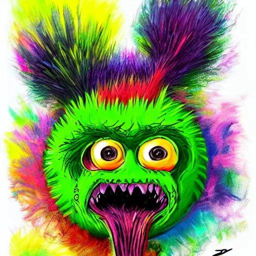 Image similar to a tennis ball monsters, colorful, digital art, fantasy, magic, chalk, trending on artstation, ultra detailed, professional illustration by basil gogos