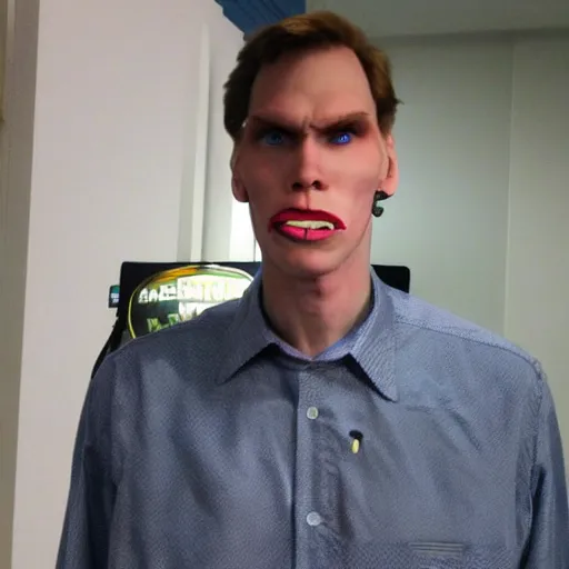 Image similar to Jerma985 with a rather unsettling look on his face