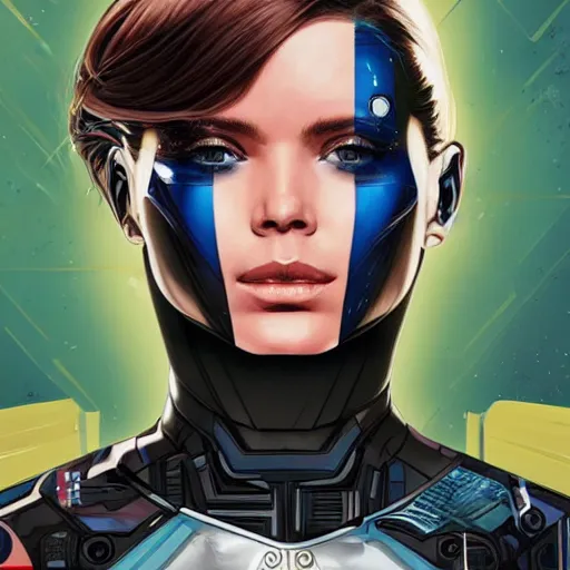 Image similar to portrait of a female android, by MARVEL comics and Sandra Chevrier, 8k